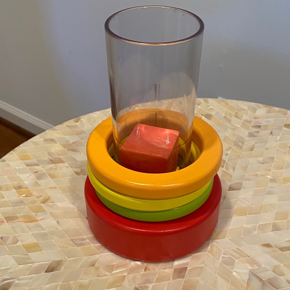 Lovevery Clear Tube with Stacking Rings and Blocks